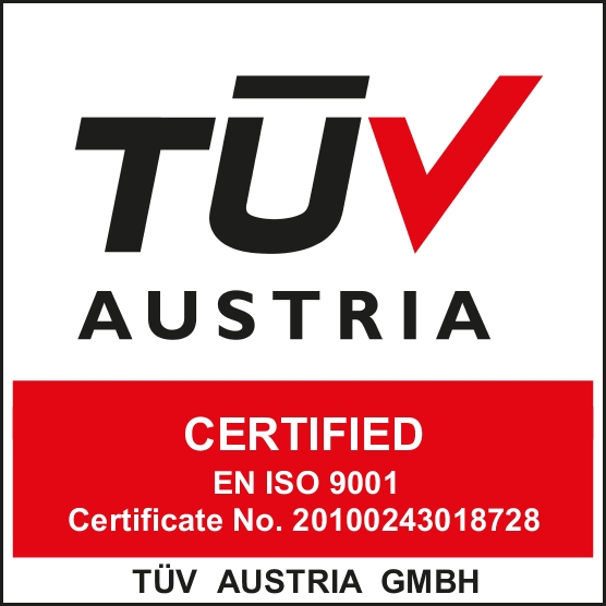 Certified by TÜV for the UNI ISO:9001 standards